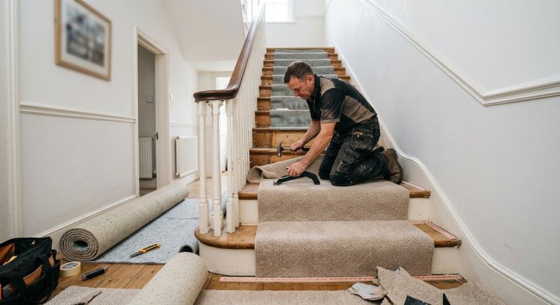 Stair Runner Installation in Freehold, NJ